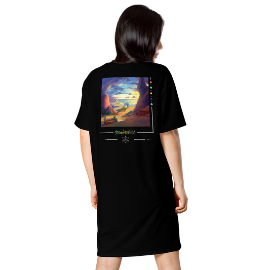 Shirt dress "Step Into Unknown" - mock up back - shirt to the released psytrance album from the project "A Fool's Quest"