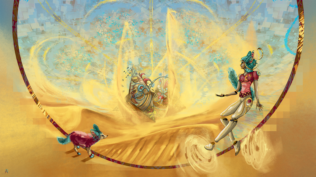 Digital painting "Tombs of Ondoligadh."