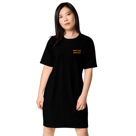 Shirt dress "Step Into Unknown" - mock up front - shirt to the released psytrance album from the project "A Fool's Quest"