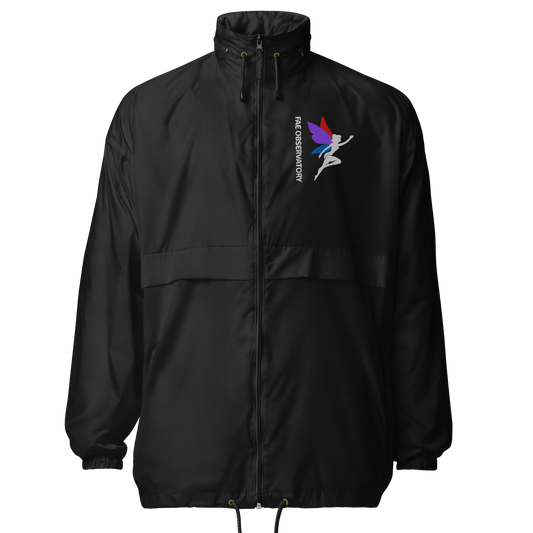 Stylish Fae Observatory black windbreaker in black - front mock up