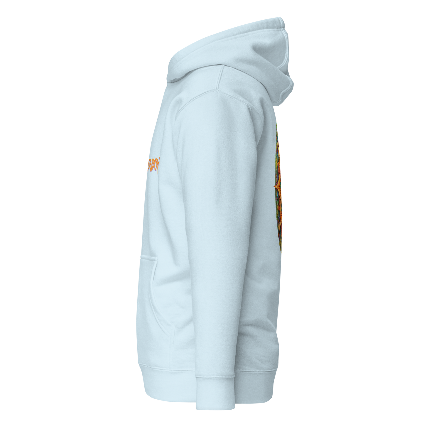 Fae Observatory sun hoodie mock up - left side